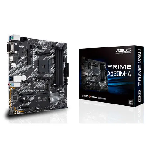 Placa Asus Prime A520m-a Ii/csm AMD AM4 4ddr4 Hdmi/vga/displayport Pcie3.0 4sata3 Usb3.2 Matx