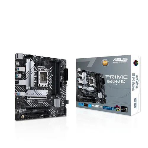 Placa Asus Prime B660m-a D4-csm Intel1700 4ddr4 HDMI Pcie4,0 4sata3 Usb3.2 Matx