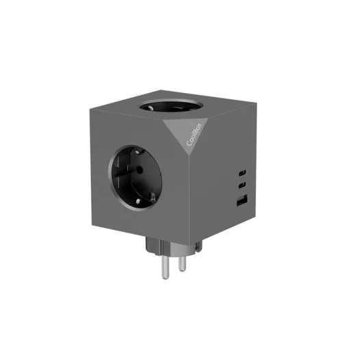 Regleta Coolbox 3TOMAS Cubik Negra Usb-c PD