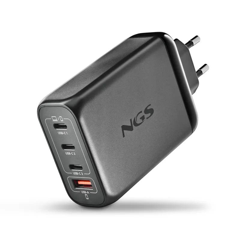 Cargador NGS DE Pared Ultrarrapido DE 140W CON 4 Puertos 3 Usb-c 1 Usb-a