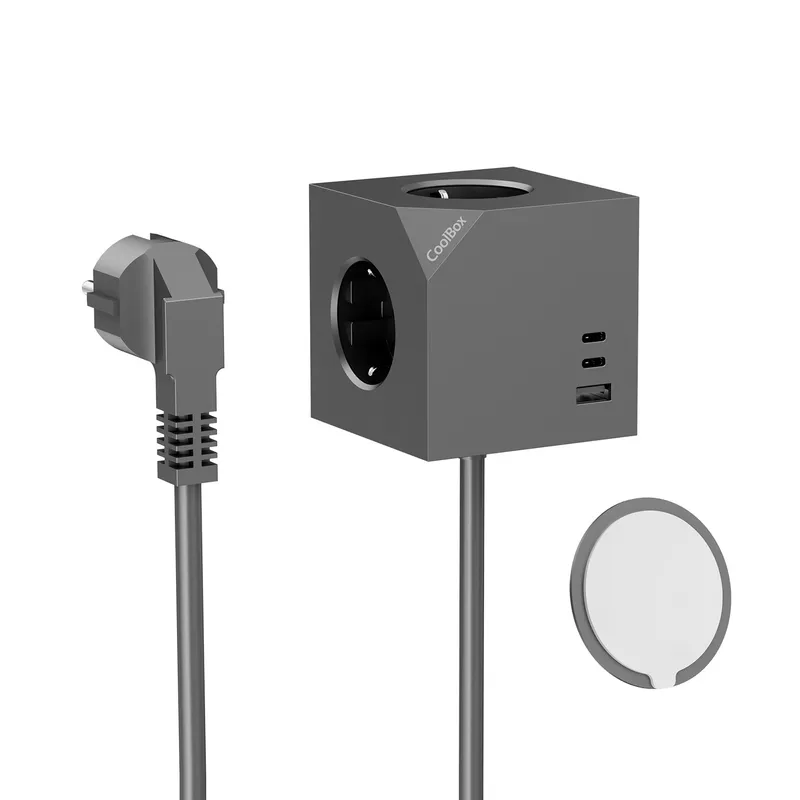 Regleta Coolbox 3TOMAS Cubik Magnet Negra Usb-c PD - foto 2