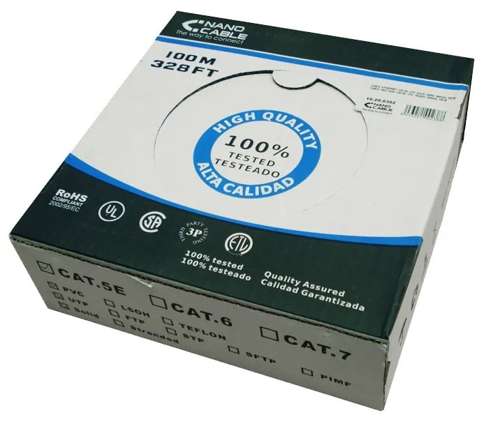 Cable RED RJ45 Cat.5e FTP Rigido Awg24 100 M Nanocable 10.20.0702