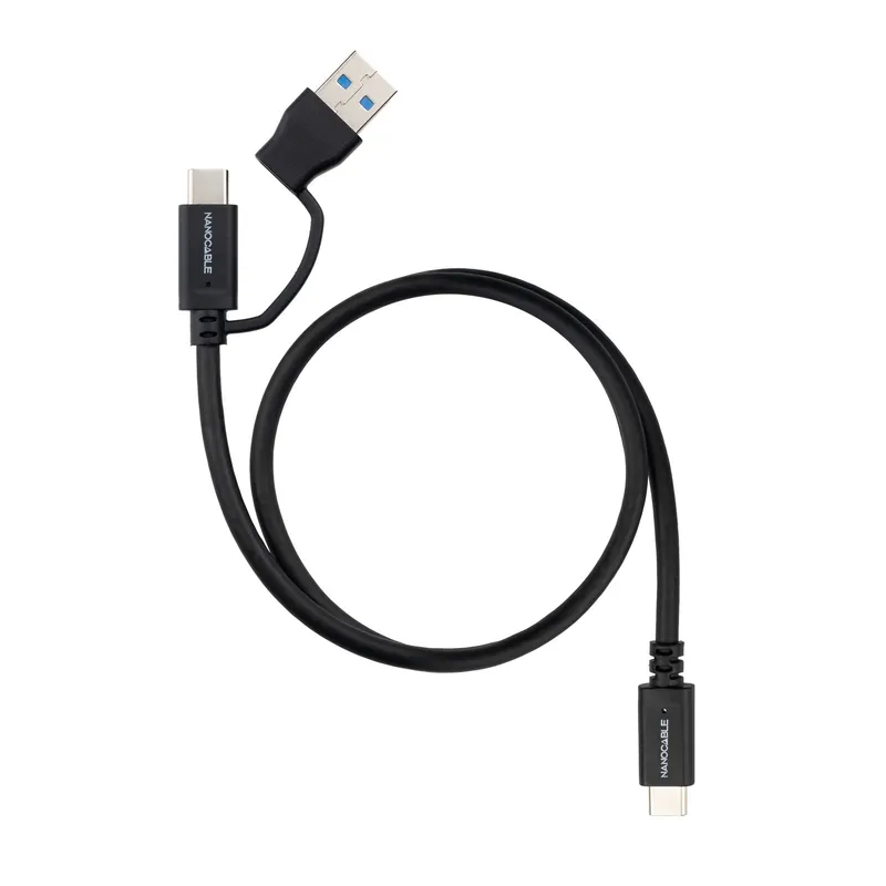Cable Usb-c+usb-a/m-usb-c/m 3.2 Gen2 60W 4K 0.5m Nanocable 10.01.4800 - foto 2