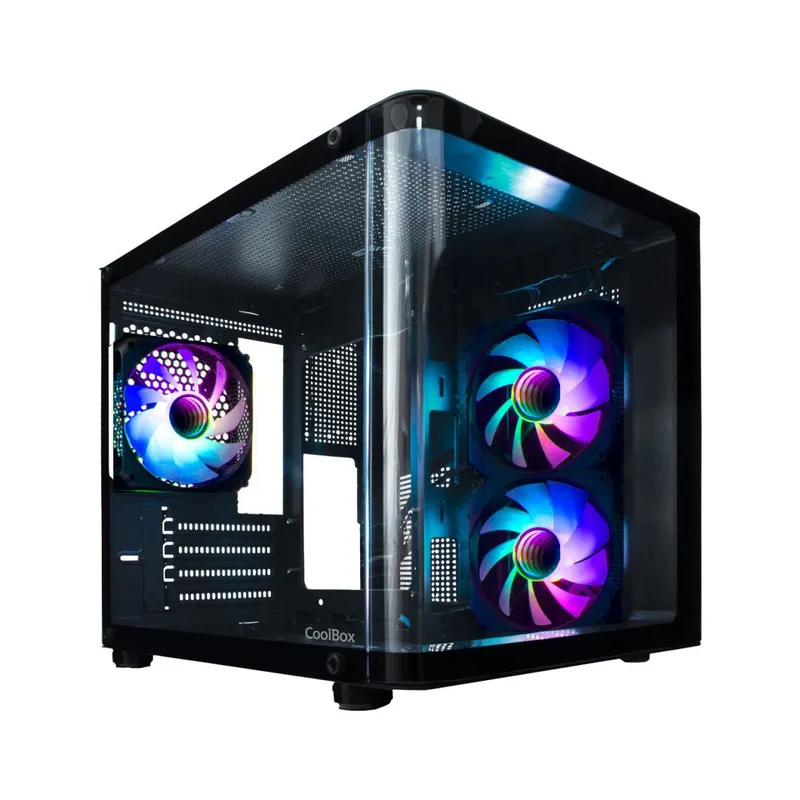 Caja Micro-atx Coolbox Gaming Gm100 Vision Black SIN Fuente Cristal.t Curvo Argb