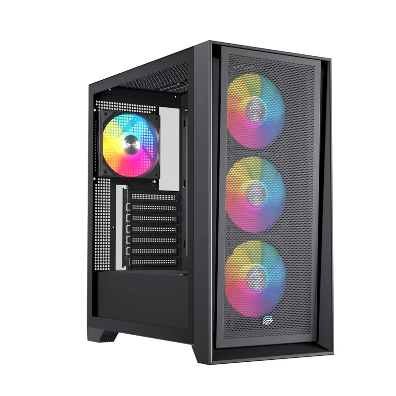 Caja ATX Semitorre Einarex P600 RGB 4 Fans Negra Excs-pl-600r-b