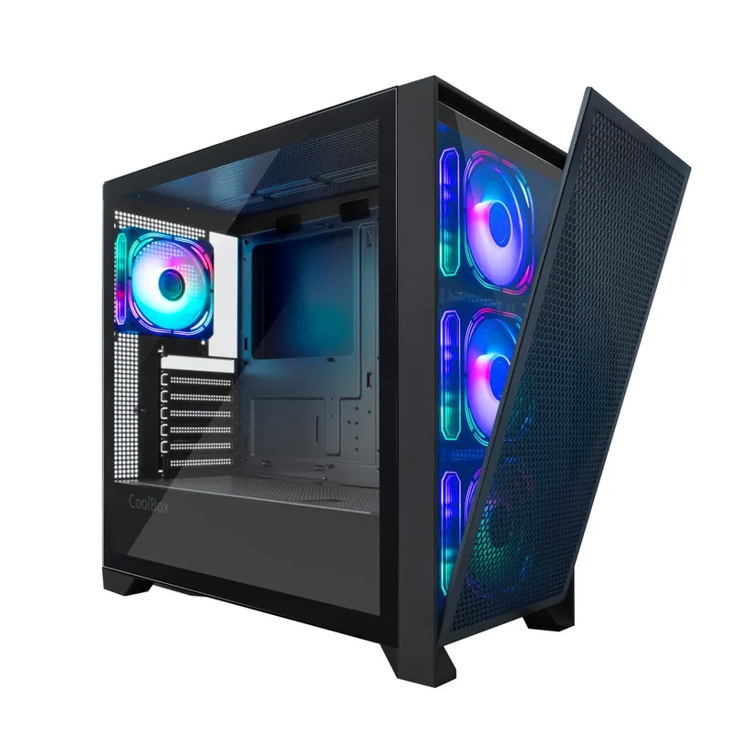 Caja ATX Coolbox Gaming Ge2000 Dualview Black SIN Fuente Cristal Templado 4ARGB