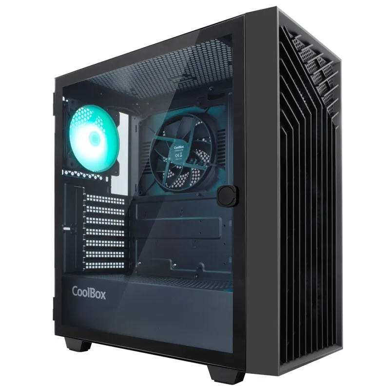 Caja ATX Coolbox Gaming Ga300b Gridline Black SIN Fuente Cristal Templado Argb