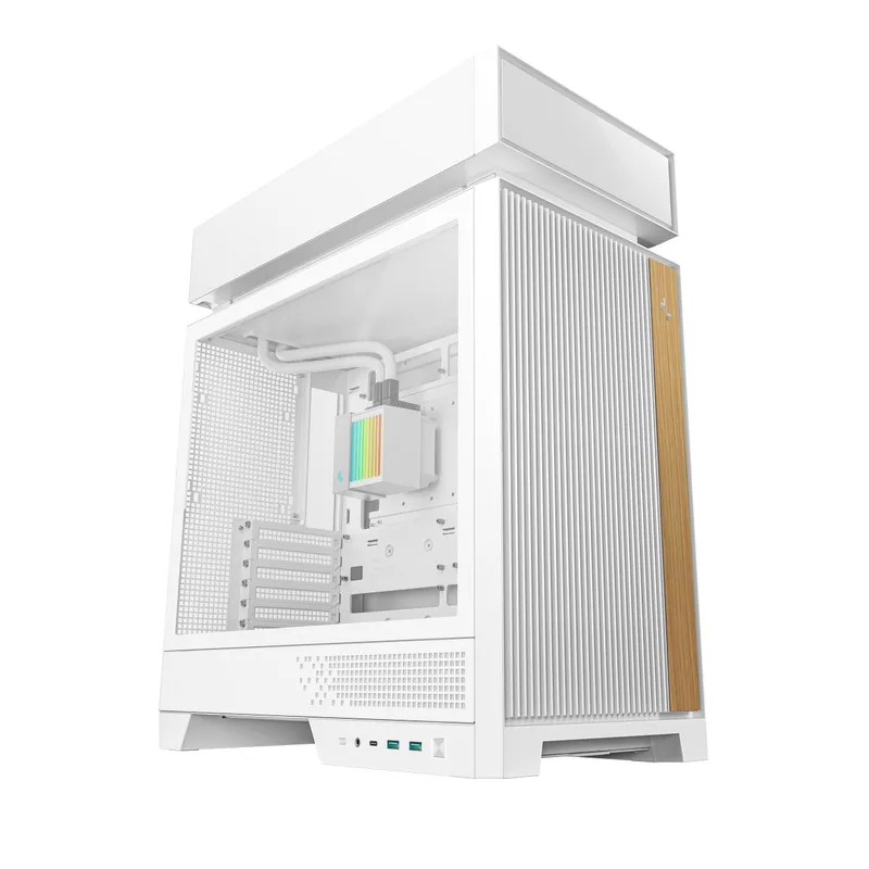 Caja ATX Semitorre Deepcool Cl6600 Cristaltemplado RGB Blanca Madera Liquida Incl
