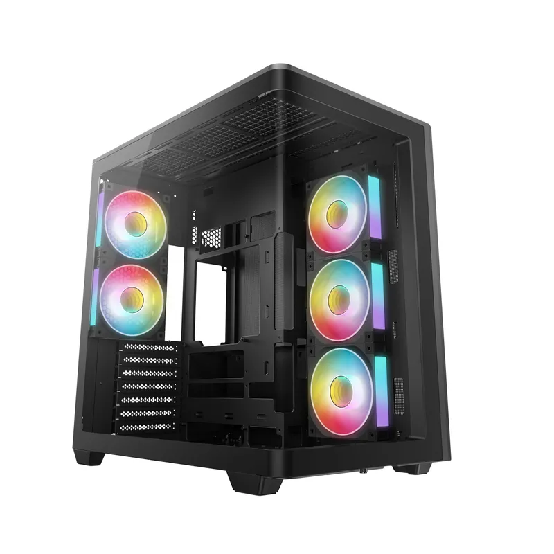 Caja ATX Semitorre Deepcool Cg590u5f Cristaltemplado Curvado Argb Negra Y Madera