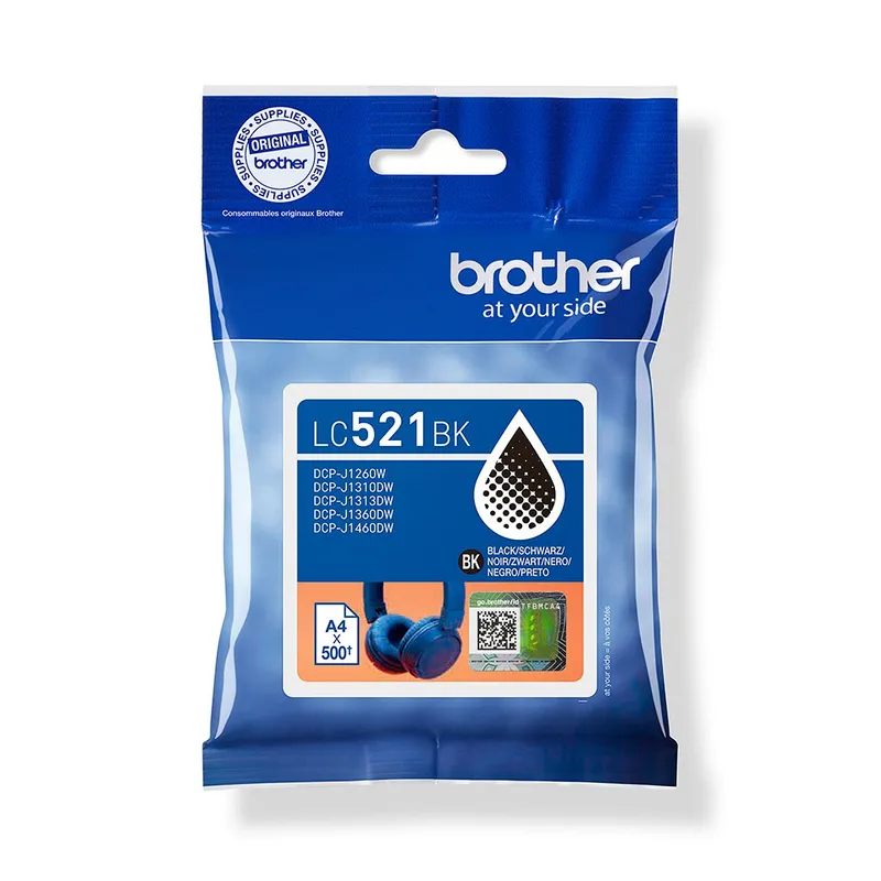 Tinta Brother Lc521bk Dcpj11260w Dcp-j1310dw ORI Negro