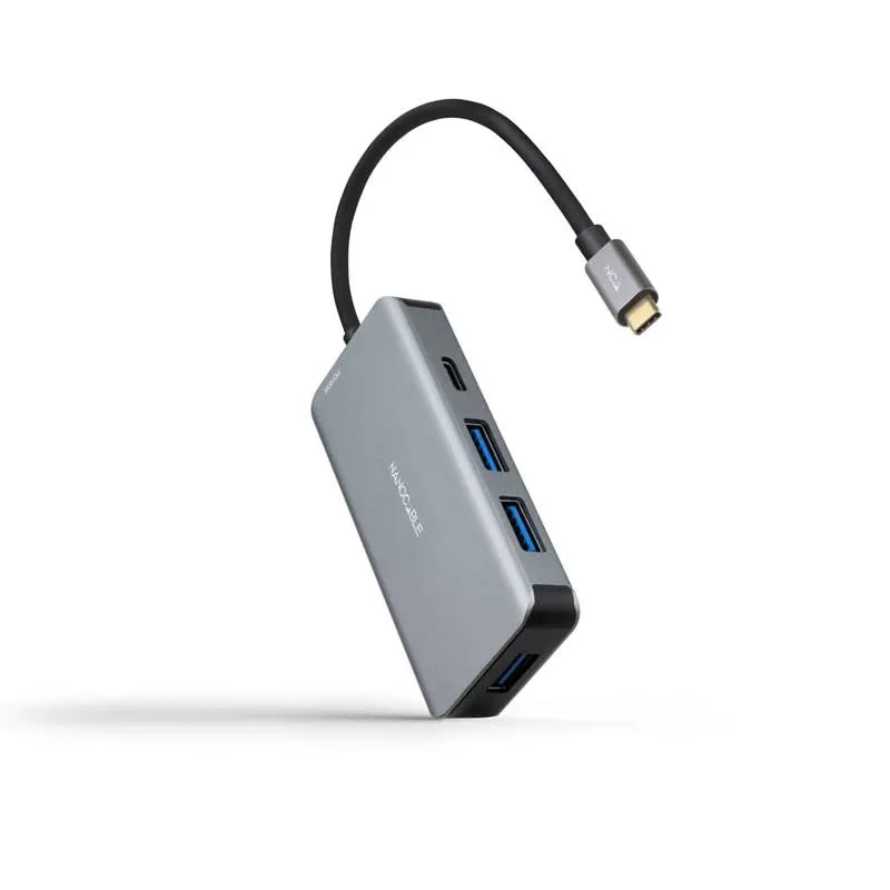 HUB USB-C 3xUSB3.0+USB-C+USB-C PD 100W GRIS 15 CM NANOCABLE 10.16.1005