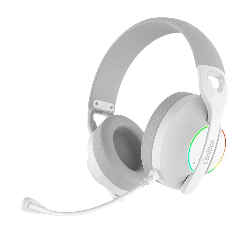 Auricular Coolbox Inalambricos Gaming Multidispositivo Micro Wb01 RGB Blanco