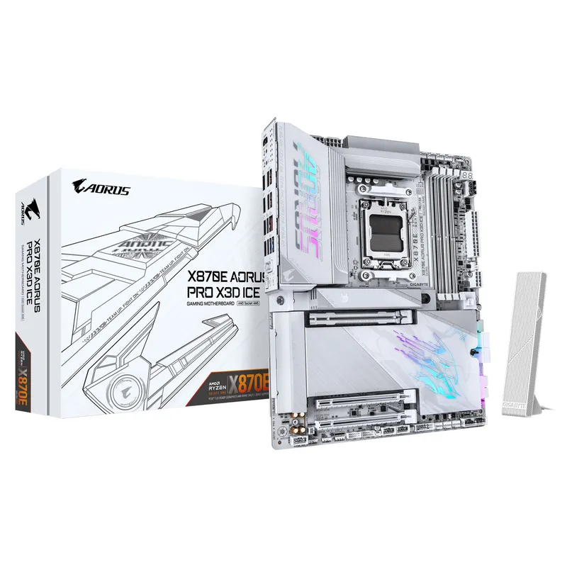 Pb AMD Sam5 Gigabyte X870e A PRO X ICE 4drr5 HDMI Pcie5 4sata3 4M2 2usb4 ATX