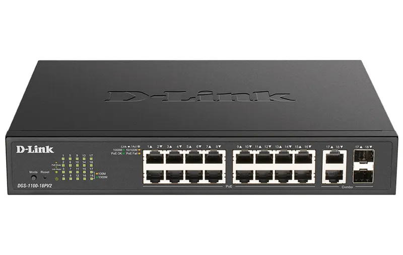 Switch D-link 18P Dgs-1100-18v2/e 16*10/100/1000 +2gigab SFP Poe+