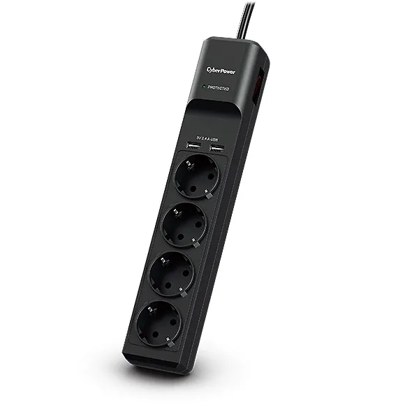 Regleta 4 Salidas Cyberpower Cinterruptor Cprotec 2USB 1.8m Negra P0420sud0-de - foto 2