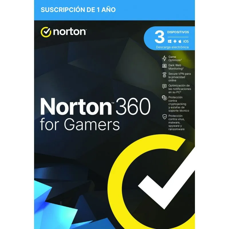Software Antivirus Norton 360 FOR Gamers 50GB 1 Usuario 3 Dispo 1 Año ESD Stock