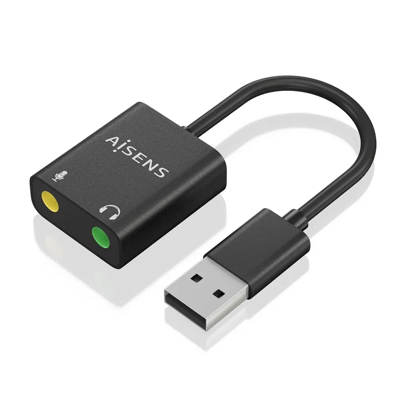 CONVERSOR USB-A A AUDIO 48KHz USB-A-M-2xJACK 3.5 H NEGRO 10CM AISENS A106-0769 - foto 2