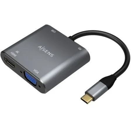 Aisens Conversor Usb-c A VGA H-hdmi 4K H-usb-a 3.0 H-usb-c PD H Gris 15CM A109-0626