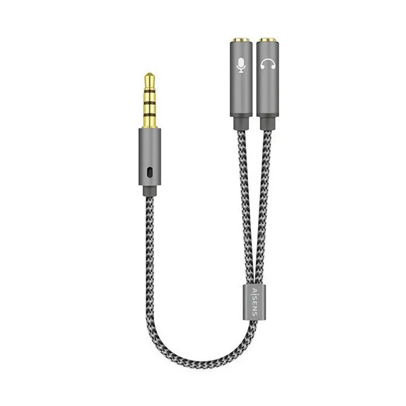 Adaptador Audio Jack 3.5 4PIN M-2xjack 3.5 3PIN H Gris 25CM Aisens A128-0415 - foto 2