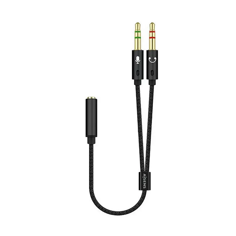 Adaptador Audio Jack 3.5 4PIN H-2xjack 3.5 3PIN M Negro 25CM Aisens A128-0418 - foto 2