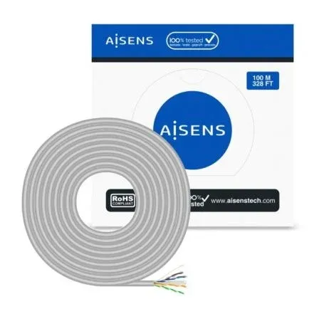 Cable RED RJ45 Cat6 UTP Rigido Awg23 CCA Aleacion Gris 100M Aisens A135-0660