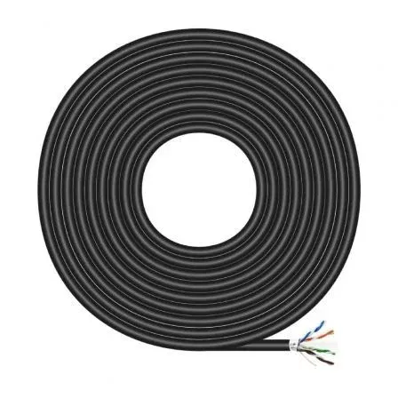 Cable RED RJ45 Cat.6 FTP Rigido Awg24 Exterior Negro 100M Aisens A135-0673