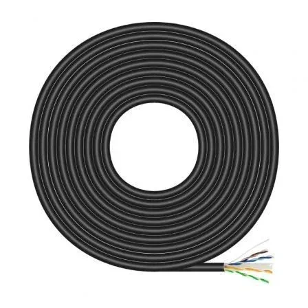 Cable RED RJ45 Cat.6 UTP Rigido CCA Awg23 Exterior Negro 100M Aisens A135-0675