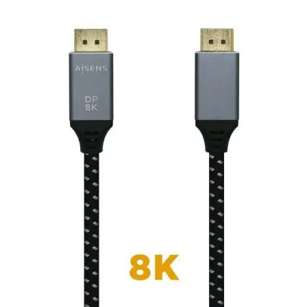 Cable Displayport V1.4 8K 60HZ Dpm-dpm Gris Negro 3.0m Aisens A149-0438