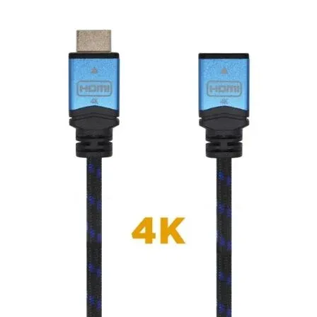 Cable HDMI V2.0 Prolongador 4k60hz 18GBPS Am-ah Negro Azul 2.0m Aisens A120-0453