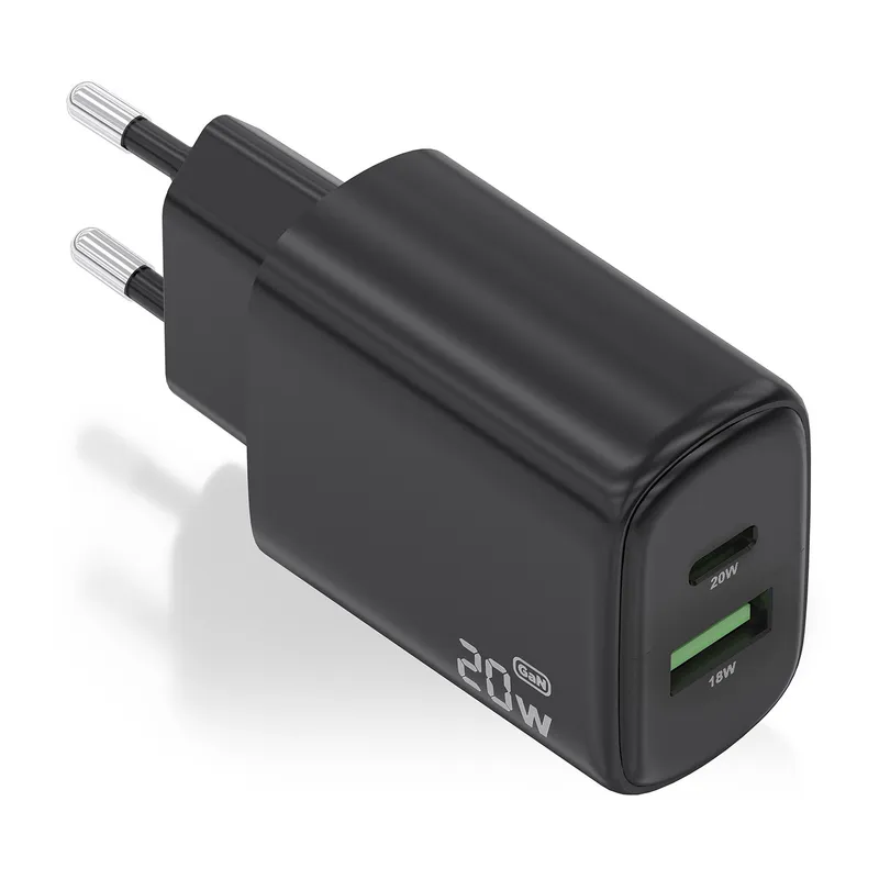 CARGADOR GaN 20W 1xUSB-C PD3.0 1xUSB-A QC3.0 NEGRO AISENS A110-0910 - foto 2