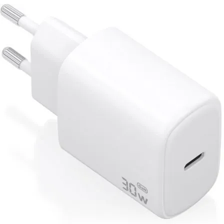 CARGADOR GaN 30W 1xUSB-C PD3.0 BLANCO AISENS A110-0975