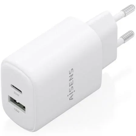 Cargador de Pared GaN Aisens A110-0977/ 1xUSB Tipo-C/ 1xUSB/ 30W/ Blanco - foto 2