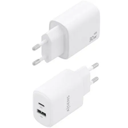 Cargador de Pared GaN Aisens A110-0977/ 1xUSB Tipo-C/ 1xUSB/ 30W/ Blanco - foto 3