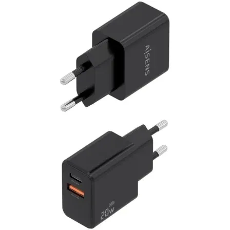 Cargador de Pared GaN Aisens A110-1026/ 1xUSB Tipo-C/ 1xUSB/ 20W/ Negro - foto 3