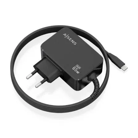 CARGADOR GaN 65W PD3.0 1XUSB-C 1.8M NEGRO AISENS ASCH-1PD65WL033-BK