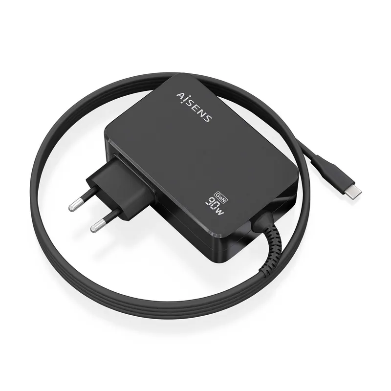 CARGADOR GaN 90W PD3.0 1XUSB-C 1.8M NEGRO AISENS ASCH-1PD90WL034-BK - foto 2