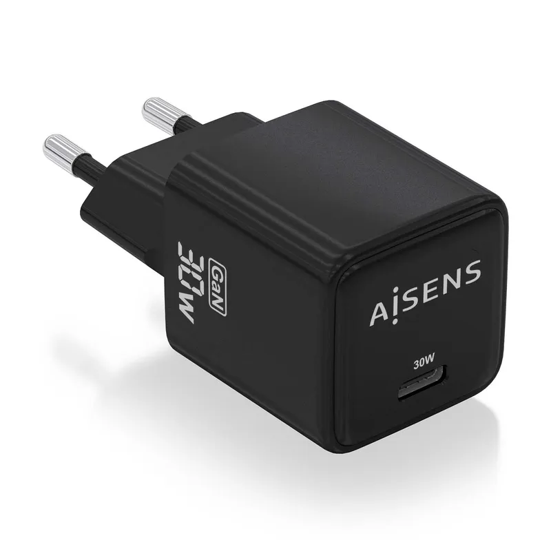CARGADOR GAN 30W 1xUSB-C PD3.0 QC4.0 NEGRO AISENS ASCH-30W1P036-BK - foto 2