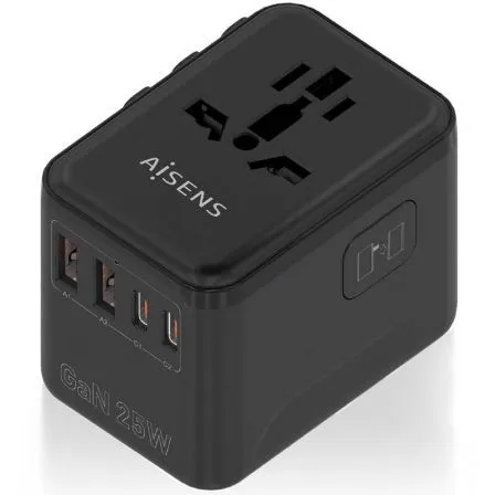 CARGADOR GaN PARED 2xUSB-A 2xUSB-C NEGRO AISENS ASPS-2A2C08-BK