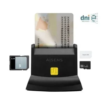 Lector Tarjeta DNI CON Lector Multitarjeta Usb-c Negro Aisens Ascr-sn04csd-bk