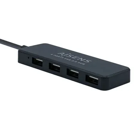 Hub USB Aisens 4P USB 2.0 Tipo A/m A A/h A104-0402 Negro 30CM