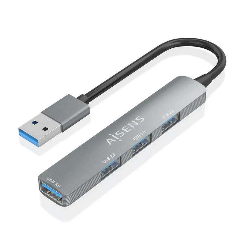 Hub USB 3.0 Aluminio 1xusb3.0 A H+3xusb2.0 A H Gris 10CM Aisens A106-0859 - foto 2