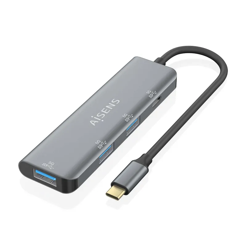 HUB USB 3.2 GEN1 5G USB-C USB-C-M-1xUSB-C-H-3xUSB-A-H GRIS 15CM AISENS A109-0762 - foto 2