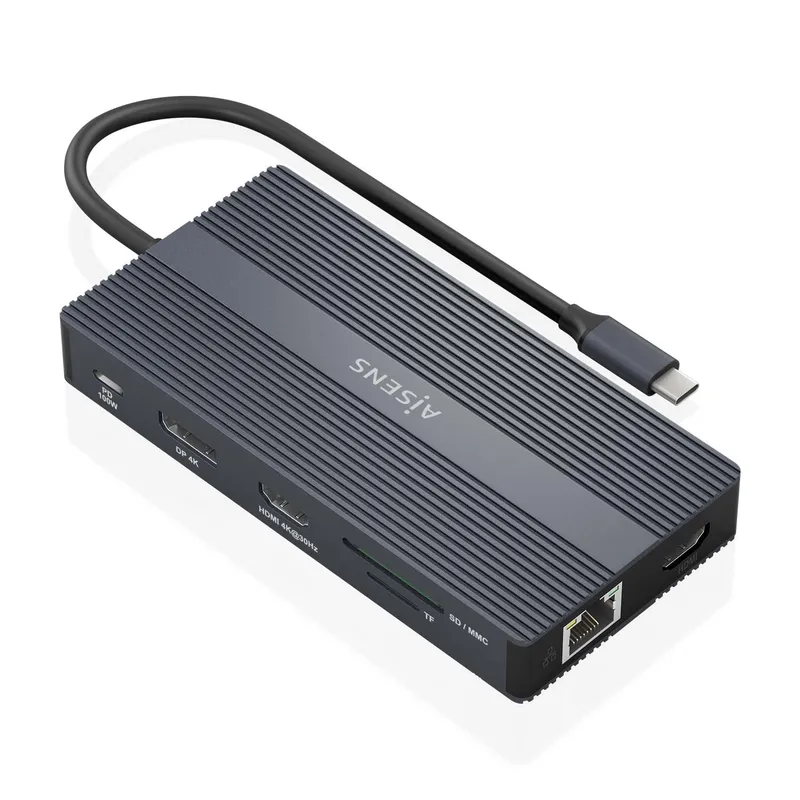 Dock Aisens Usbc-2hdmi-dp-rj45-4usba-usbc-usbcpd-sd-msd Gris 20CM Asuc-12p017-gr - foto 2