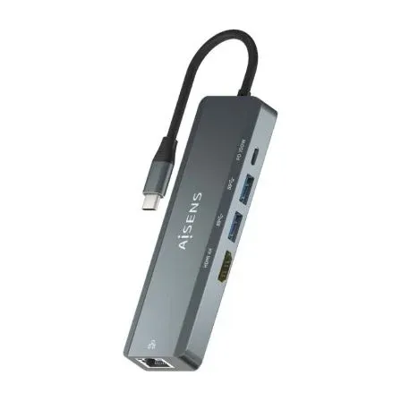 DOCK AISENS USB-C 5 EN 1 USB-C A HDMI-RJ45-2xUSB-PD GRIS 15CM ASUC-5P011-GR