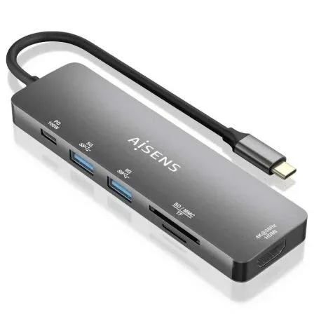 Dock Aisens Usb-c A Hdmi- 2usba-usbc Pd-sd-microsd Gris 15CM Asuc-6p016-gr