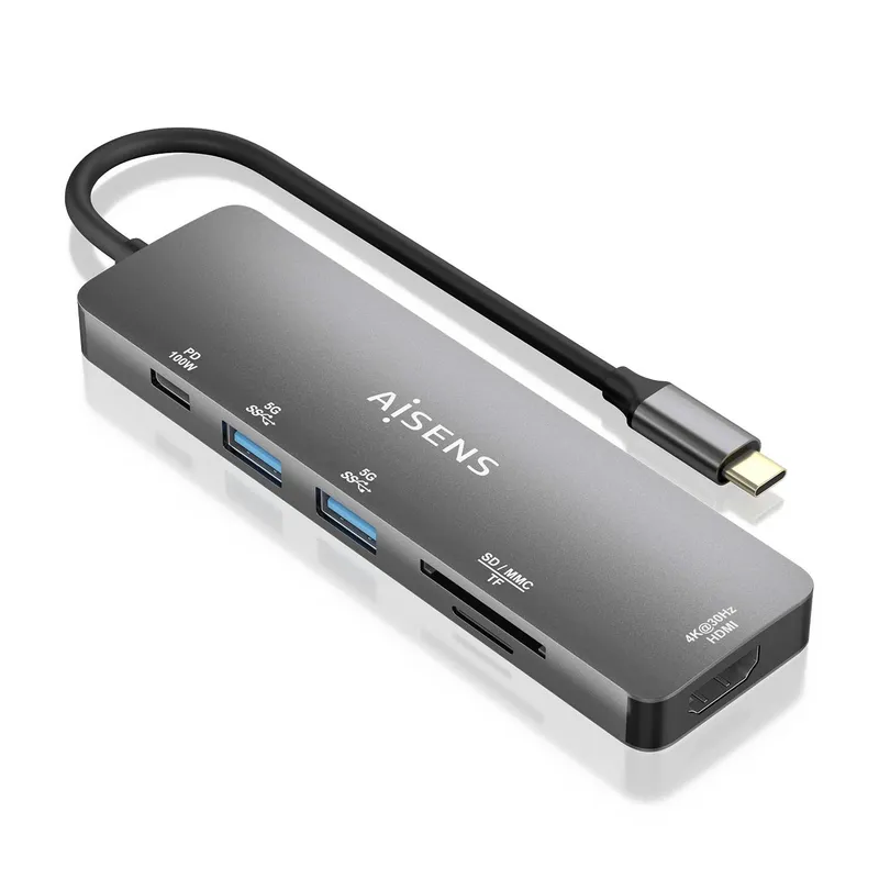 Dock Aisens Usb-c A Hdmi- 2usba-usbc Pd-sd-microsd Gris 15CM Asuc-6p016-gr - foto 2