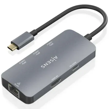 Dock Aisens Usb-c 6 EN 1 Usb-c A Hdmi-rj45-3usba-usbc PD Gris 15CM Asuc-6p019-gr