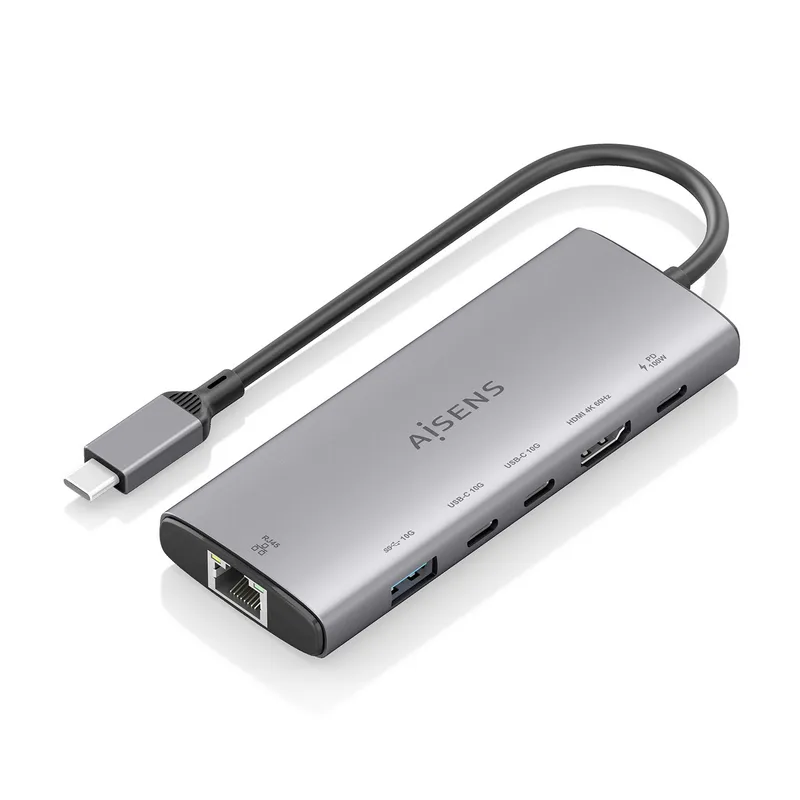Dock Usb-c 6 EN 1 Usb-c A HDMI RJ45 Usba 2USBC Usbc PD 20CM Aisens Asuc-6p030-gr - foto 2