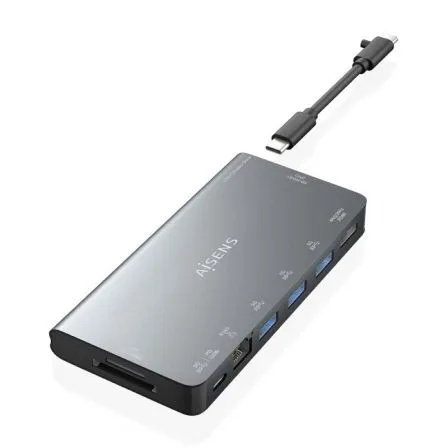 Dock Aisens 8 EN 1 Usb-c A Hdmi-rj45-3usba-usbc-sd-microsd 10CM Asuc-8p015-gr