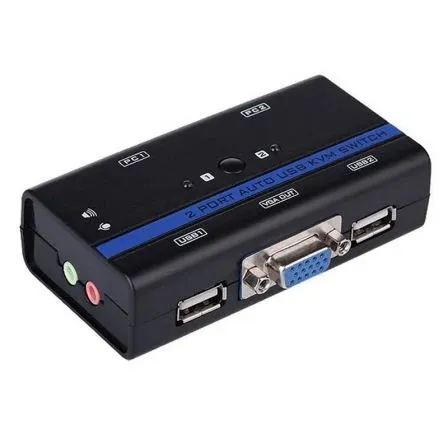 Conmutador KVM VGA USB 1u-2pc+cable Negro Aisens A111-0064